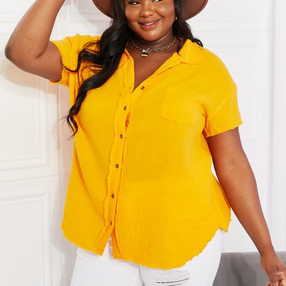 Zenana Outfitters Tops Zenana Full Size Summer Breeze Gauze Short